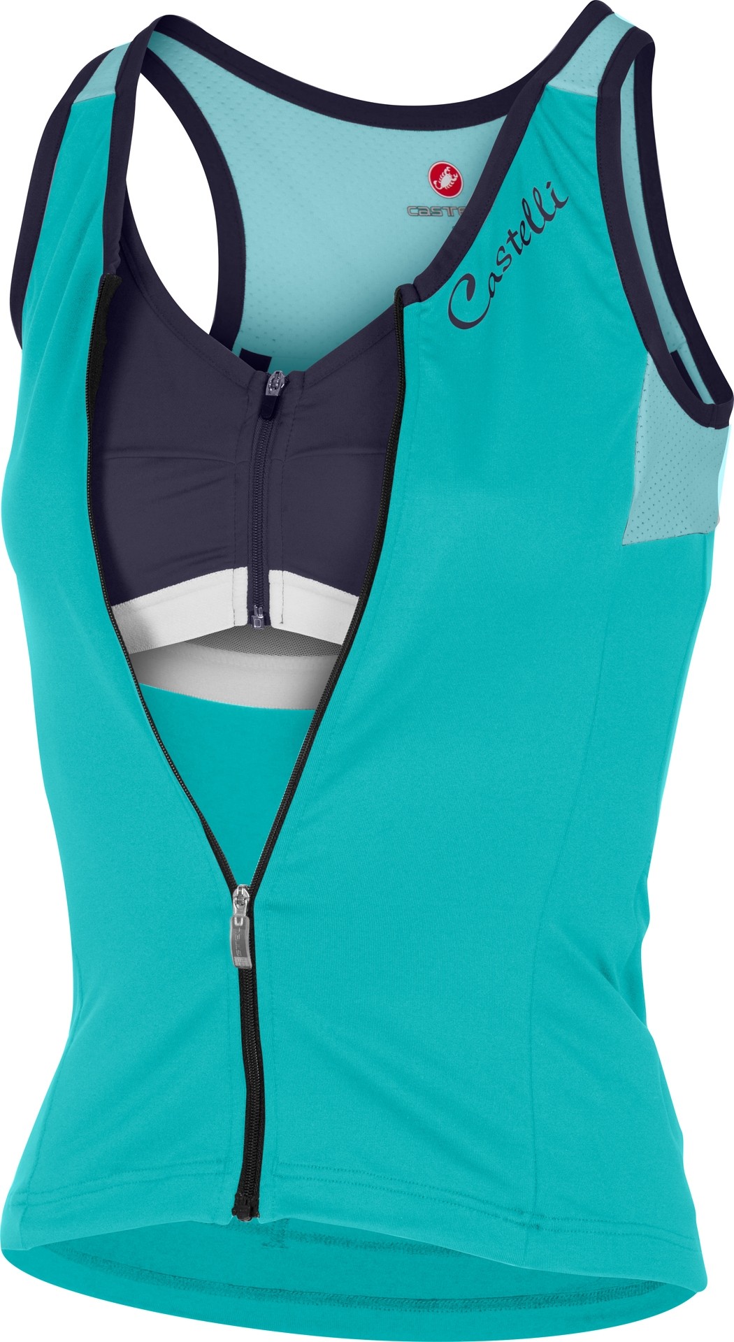 Afleiden trainer bord Castelli solare dames fietsshirt zonder mouwen turquoise groen aruba blauw
