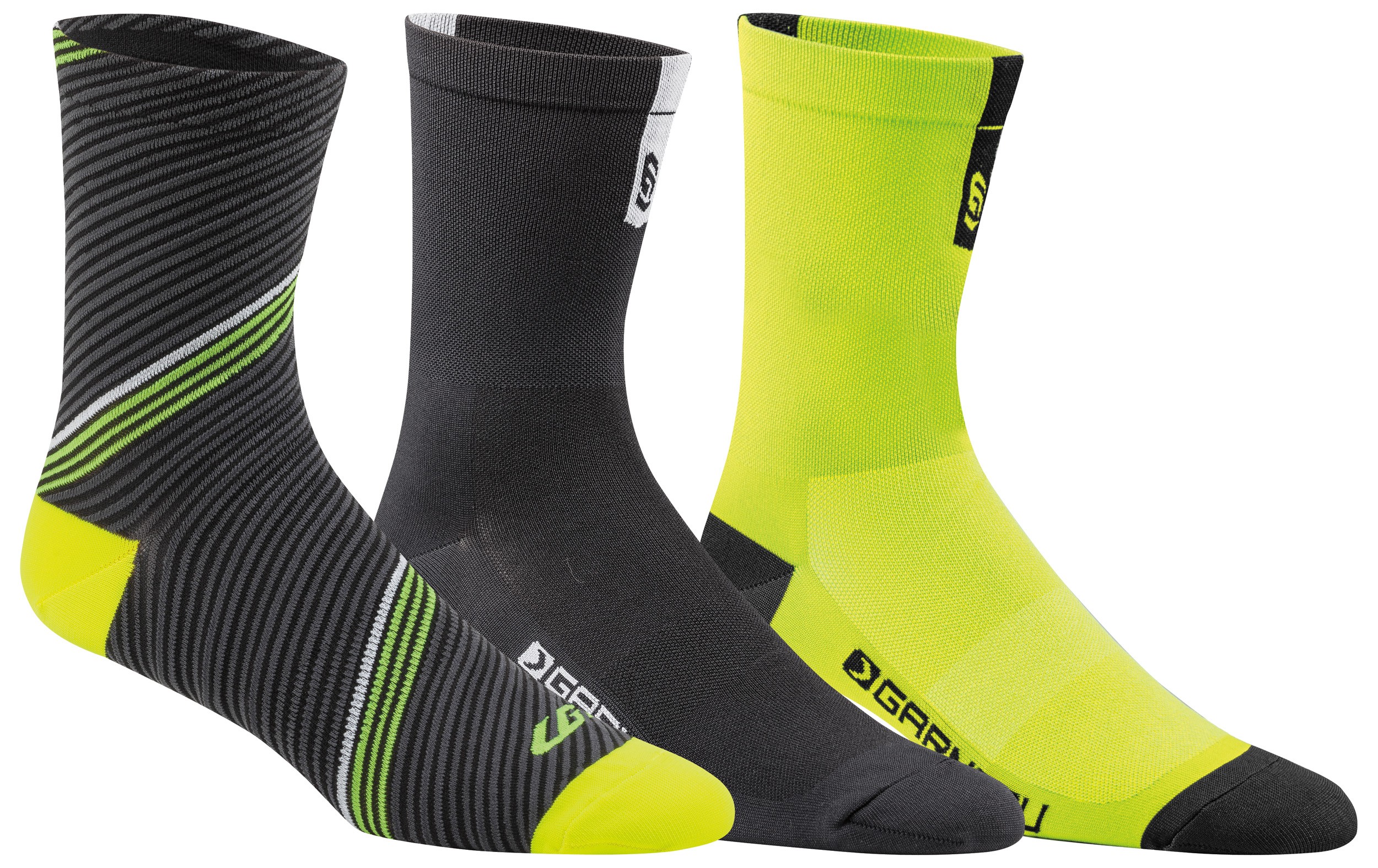 GARNEAU Conti Long Socks Black Bright Yellow (3 Pack)