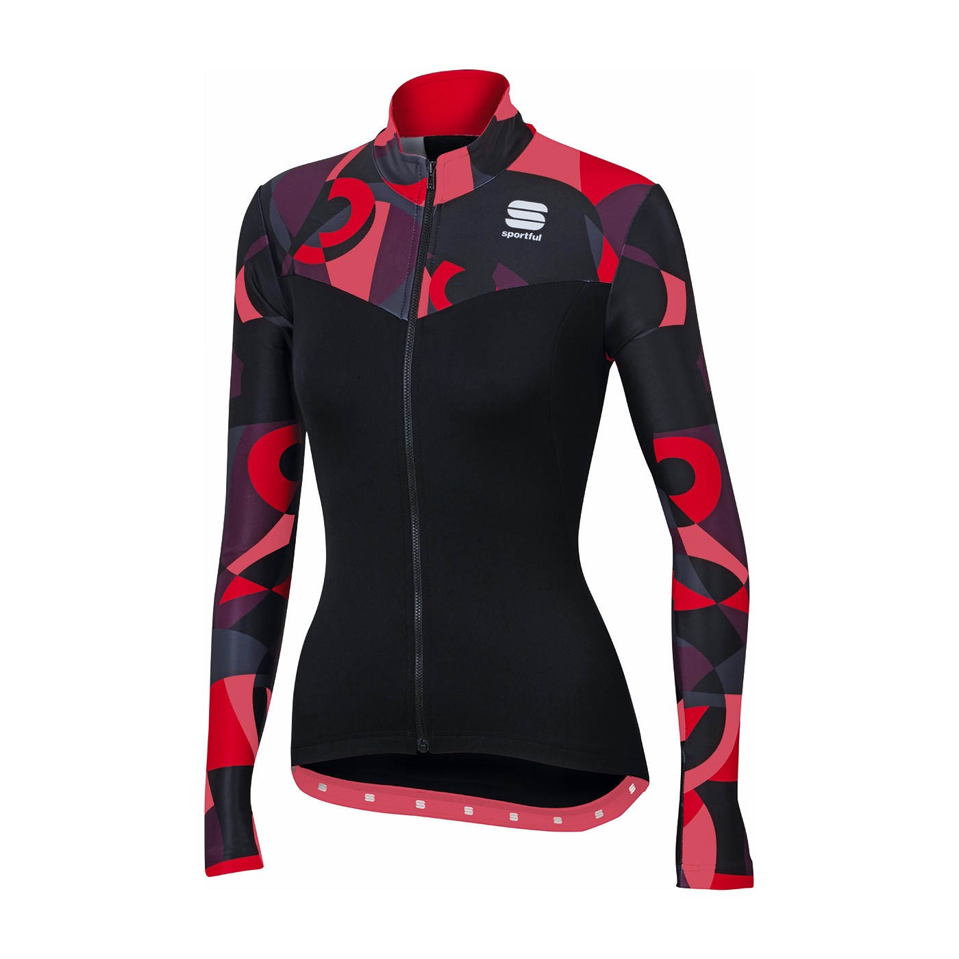 Sportful primavera thermal dames fietsshirt lange mouwen zwart roze