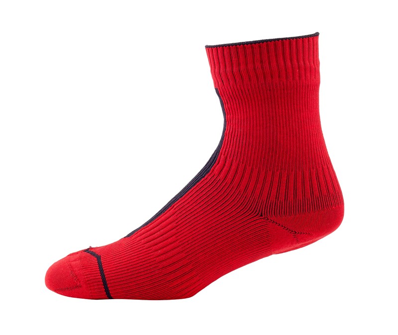 SEALSKINZ Road Ankle Sock With Hydrostop Red Black