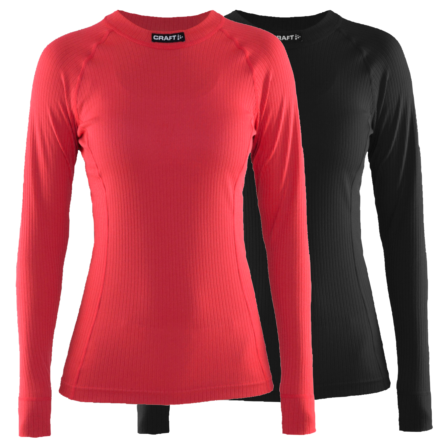 Vergelijkbaar Aubergine naam Craft active dames ondershirt met lange mouwen zwart en beam rood 2-pack