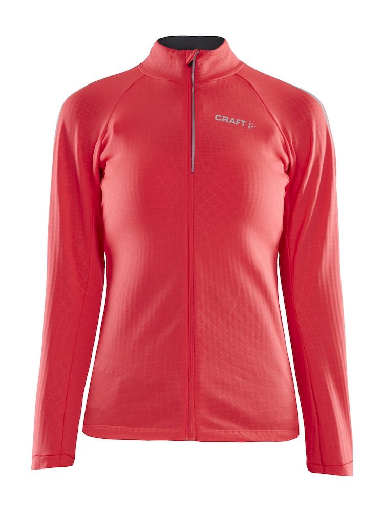 Craft ideal thermal dames fietsshirt met lange mouwen crash roze