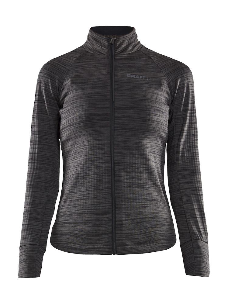 Craft ideal thermal dames fietsshirt met lange mouwen zwart melange
