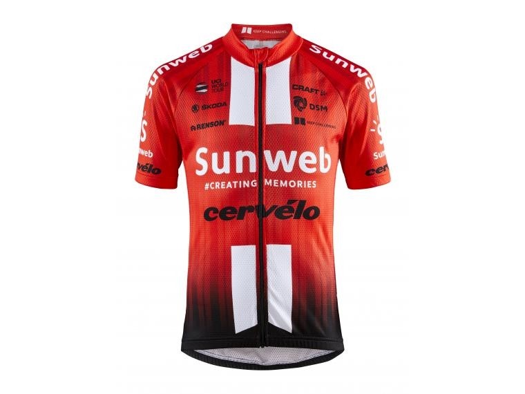 team Sunweb kinder fietsshirt korte rood