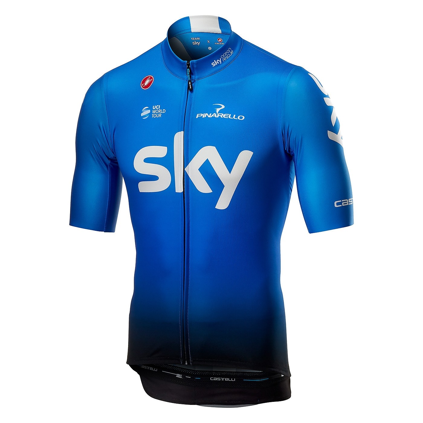 Castelli Team Sky squadra fietsshirt met korte mouwen ocean rescue blauw zwart