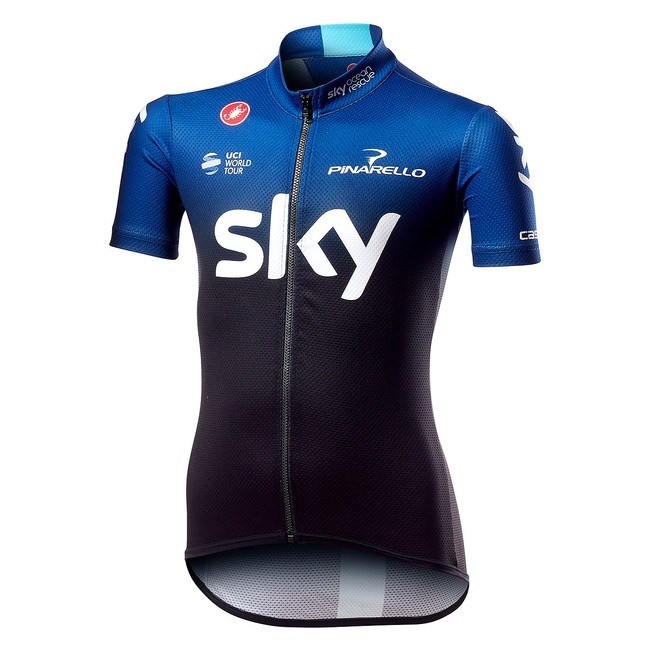 Castelli Team Sky kids fietsshirt met korte mouwen zwart donker ocean