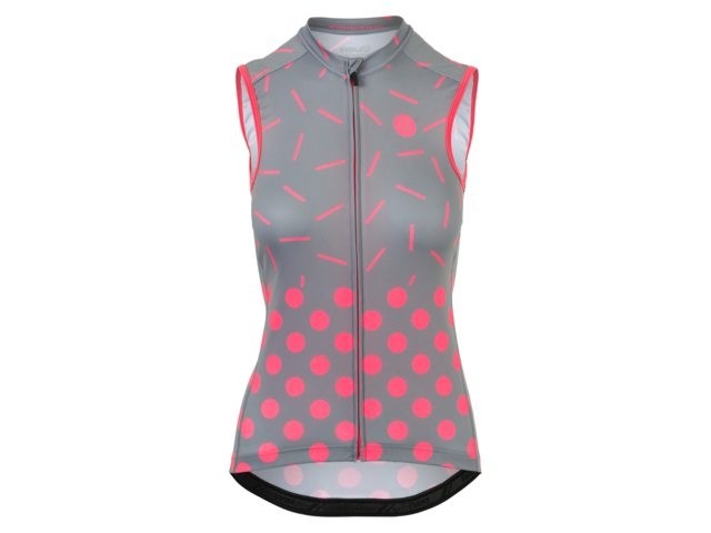 Agu sprinkle dot dames fietsshirt zonder mouwen grijs neon coral roze