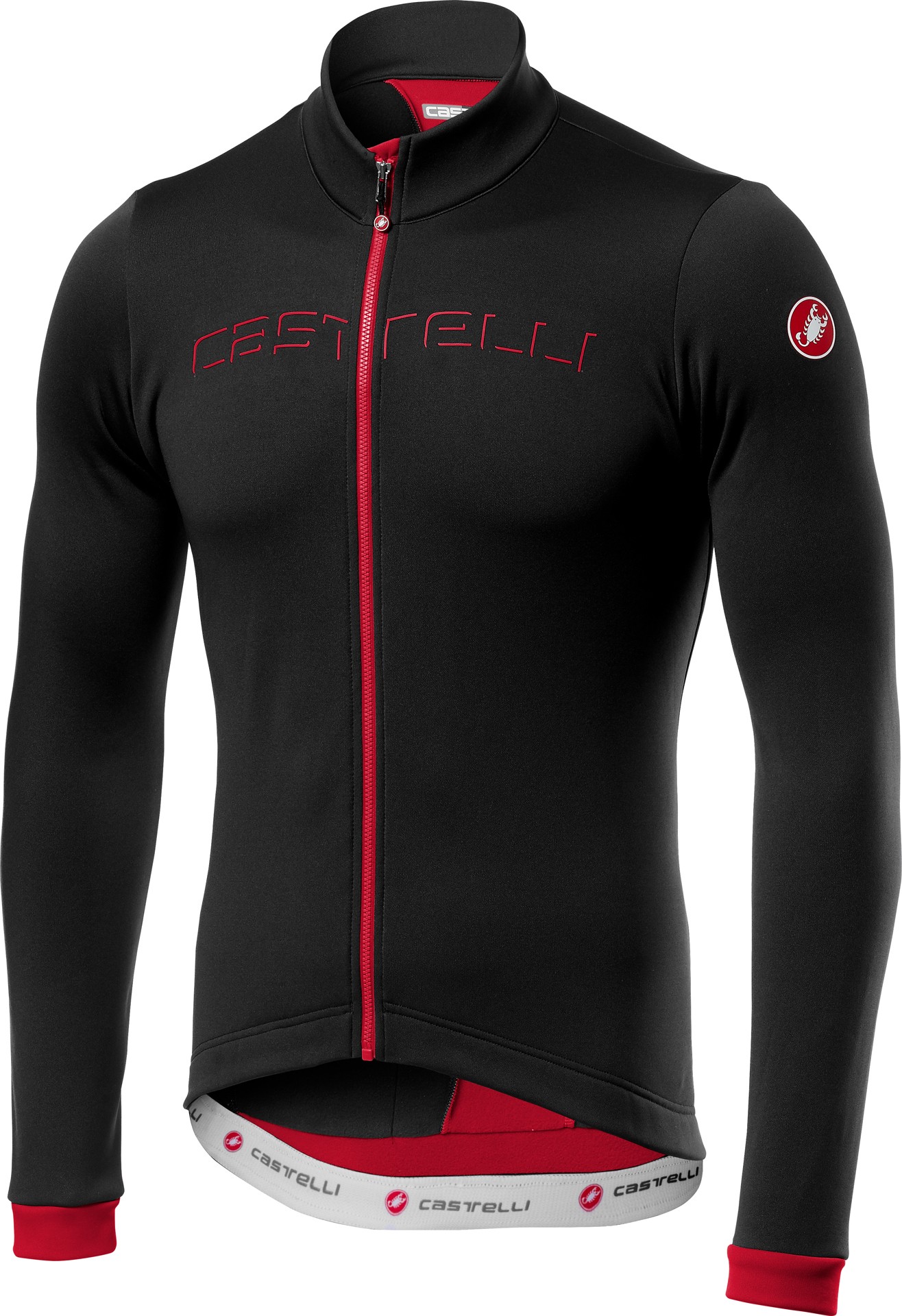 Castelli fondo fietsshirt met lange mouwen zwart rood