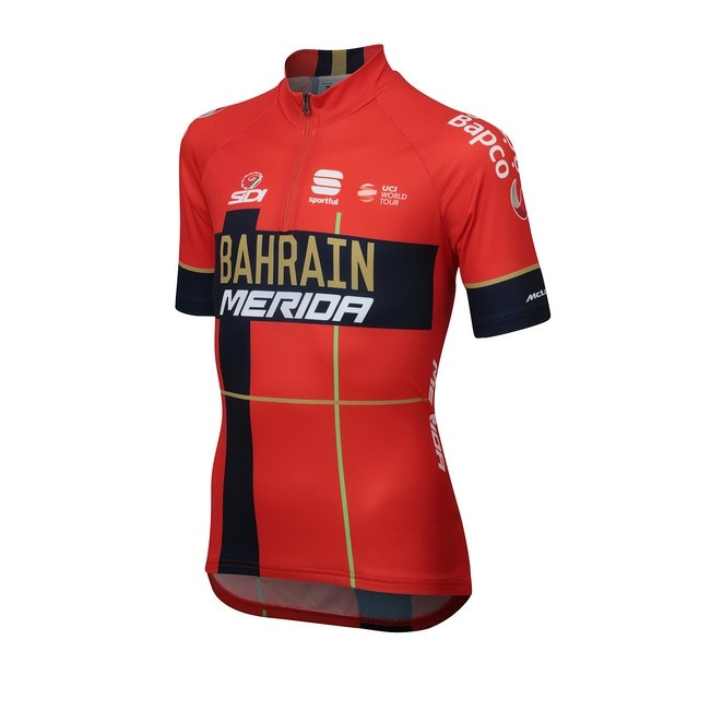Sportful Bahrain Merida kids fietsshirt met korte mouwen rood 2019