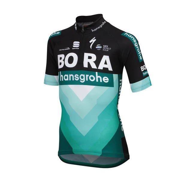 Sportful bora hansgrohe kinder fietsshirt met korte mouwen zwart groen 2019