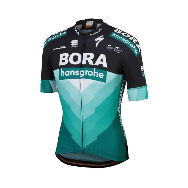 Sportful bora hansgrohe bodyfit team fietsshirt met korte mouwen zwart groen 2019