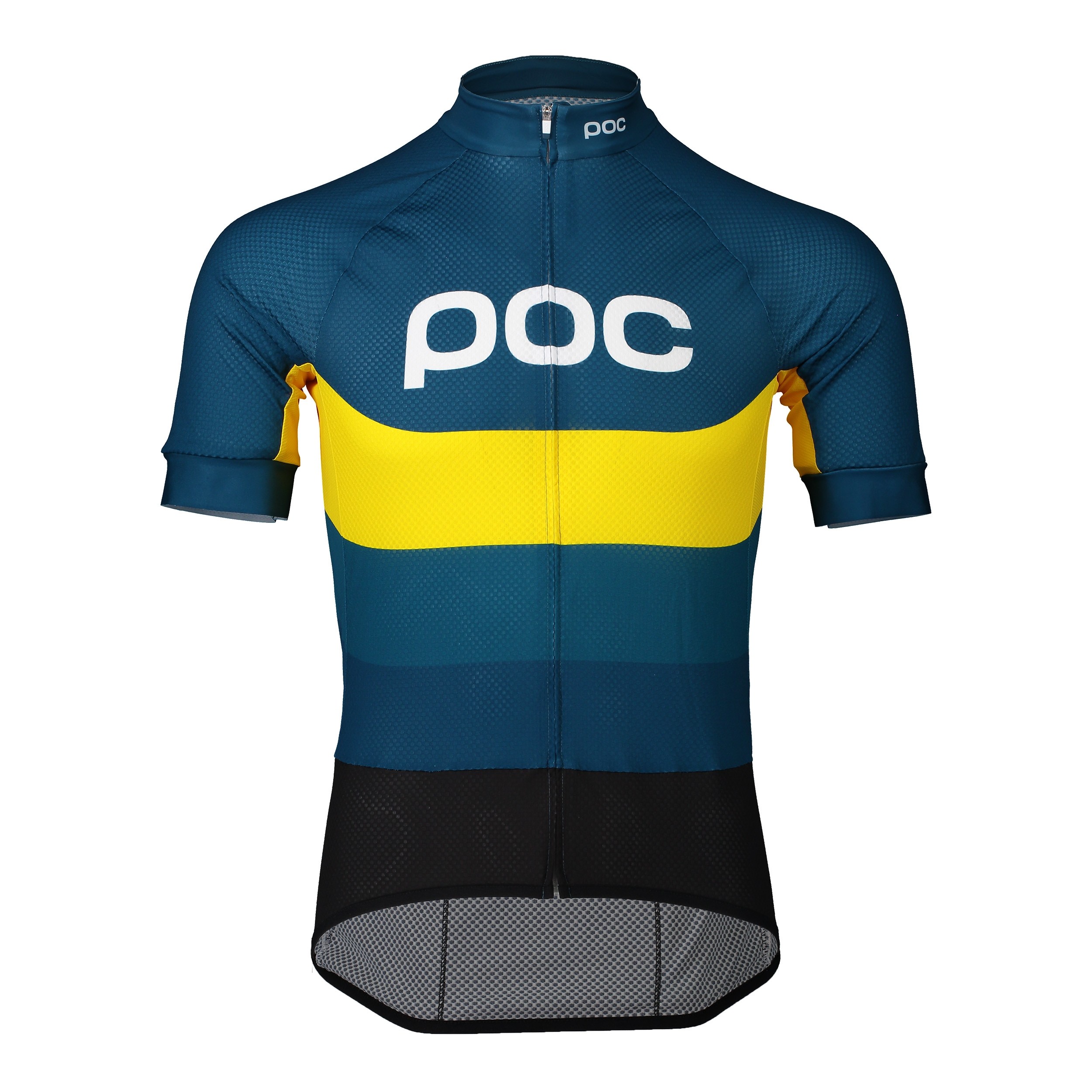 Poc essential road logo fietsshirt met korte mouwen sulphite multi blauw geel