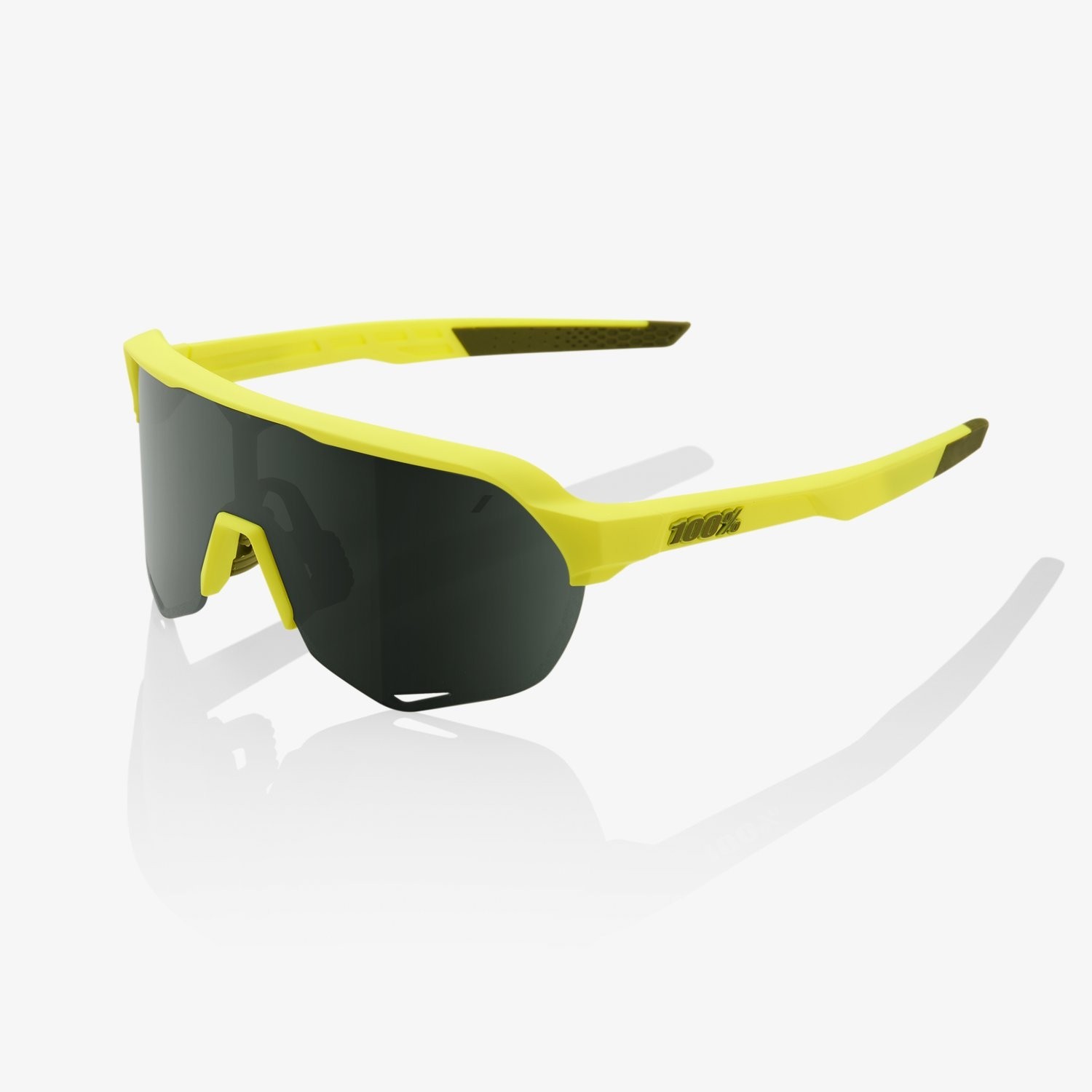 100% S2 fietsbril soft tact banana geel - grey green lens