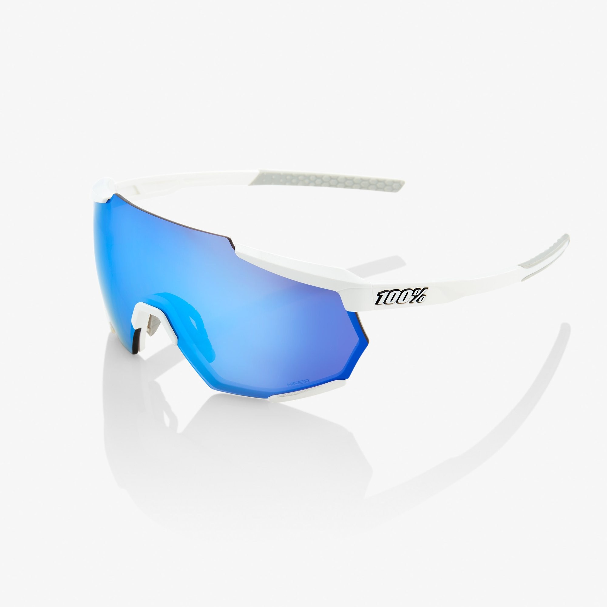 100% Racetrap Fietsbril Matte White - HiPER Blue Multilayer Mirror Lens
