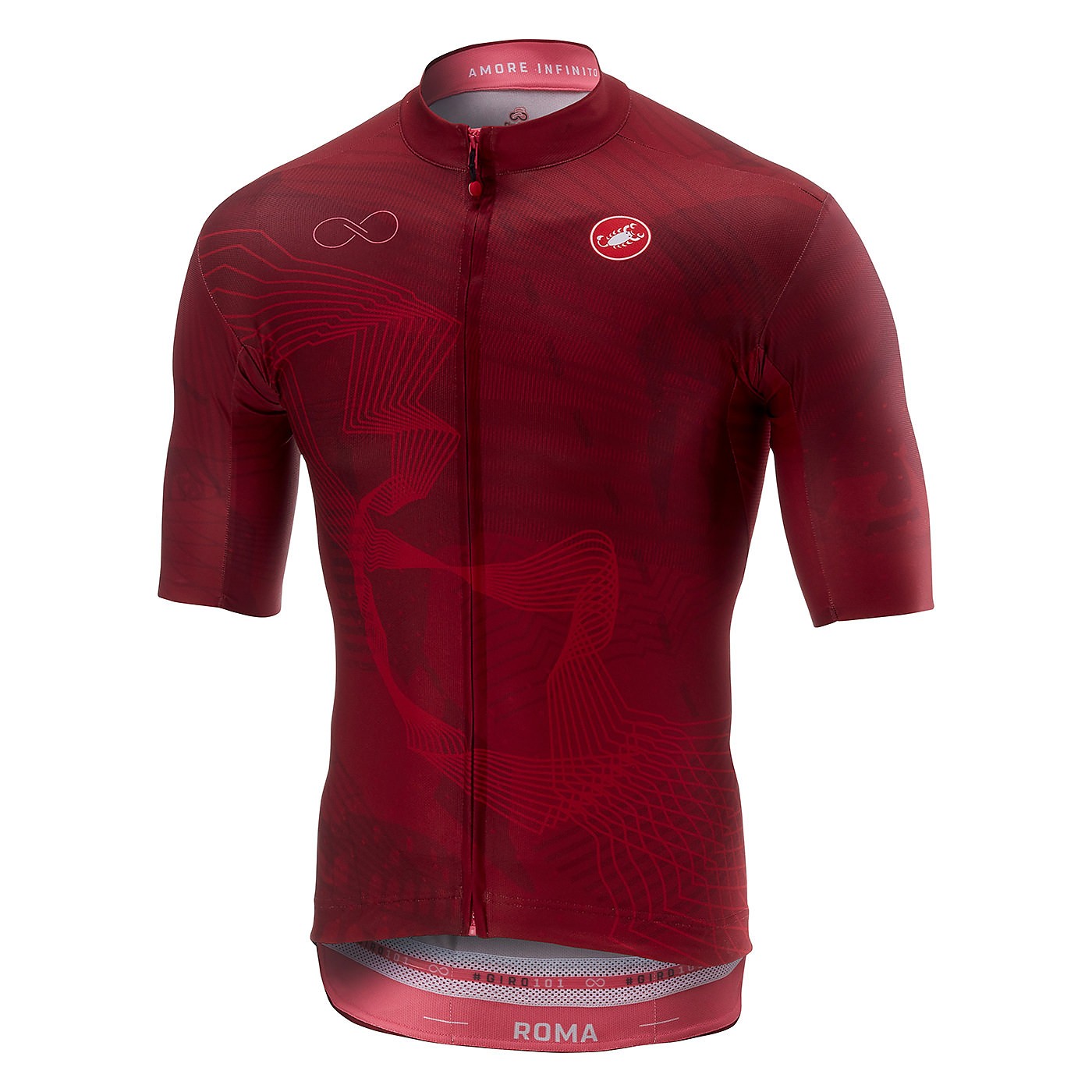 vis Makkelijk te gebeuren Meerdere Castelli Giro d'Italia Roma fietsshirt met korte mouwen porpora rood