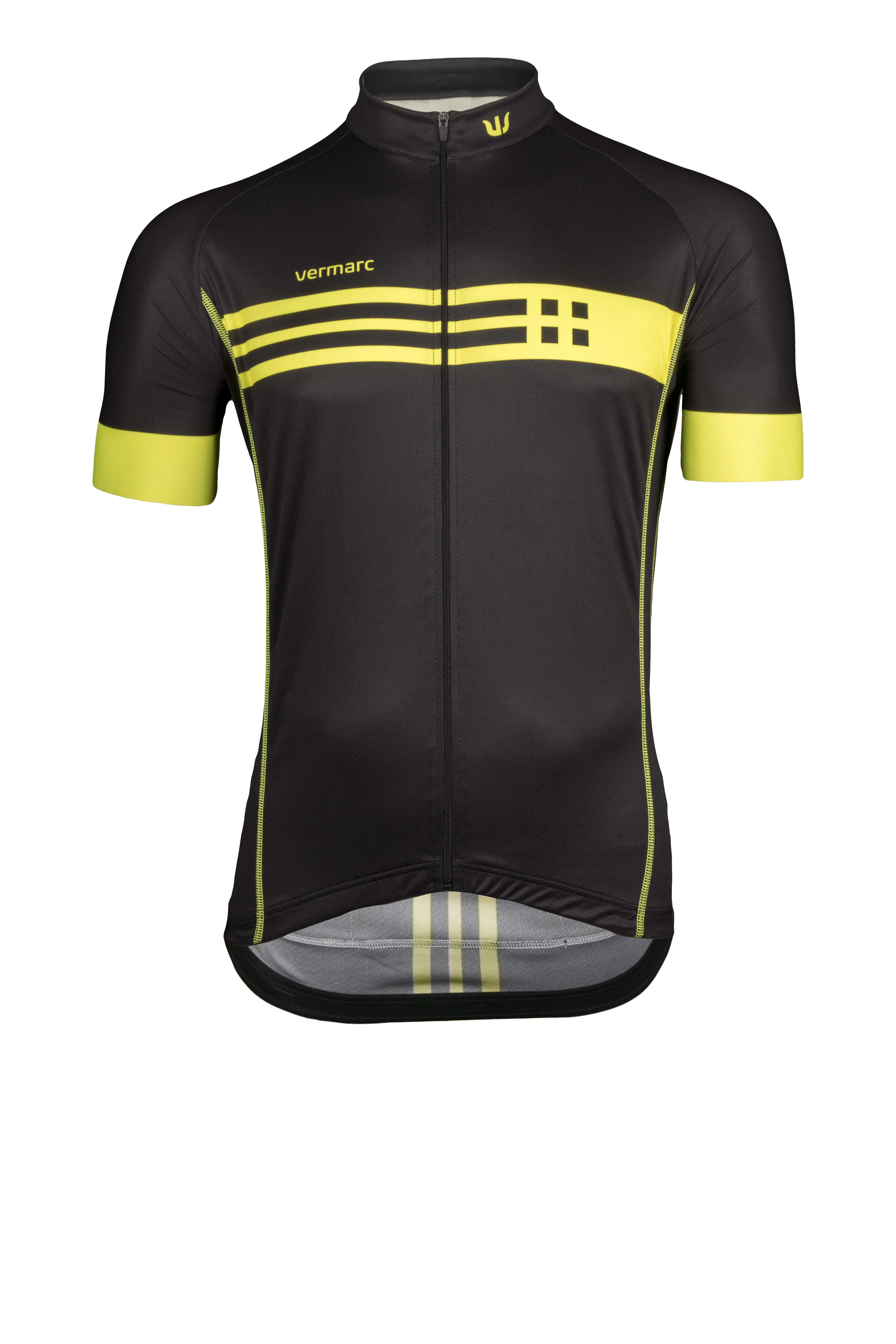 Vermarc squadra fietsshirt korte mouwen zwart fluo geel