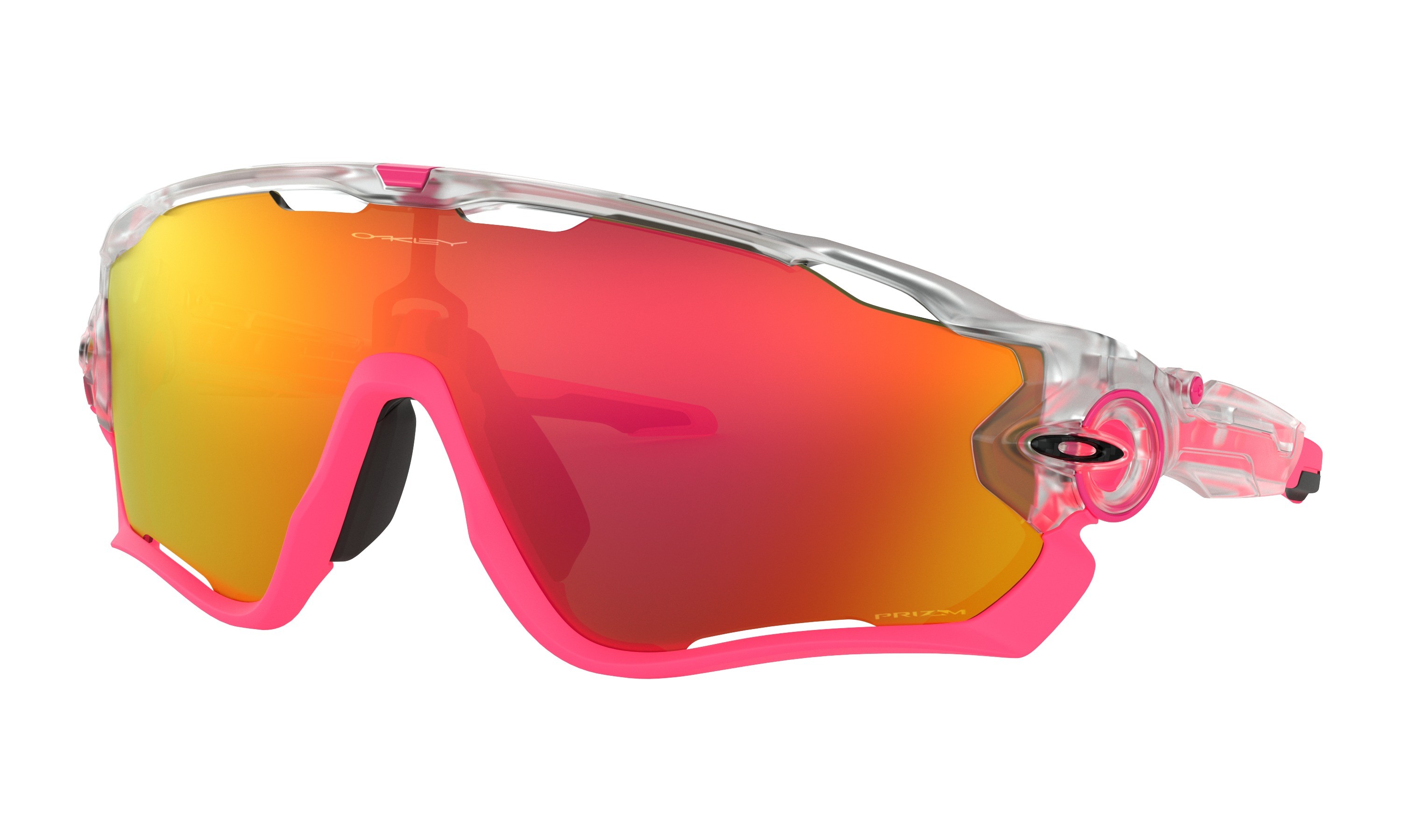Oakley jawbreaker fietsbril crystal pop roze mat clear - prizm ruby lens