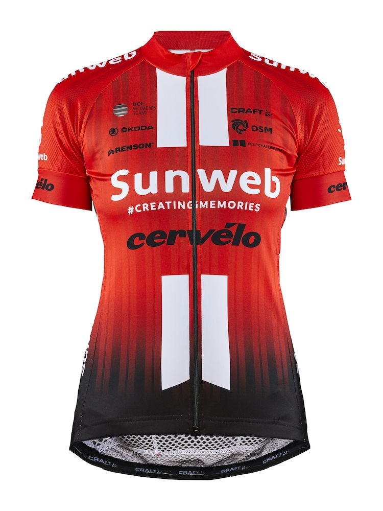 Craft team Sunweb replica dames fietsshirt met korte mouwen sunweb rood