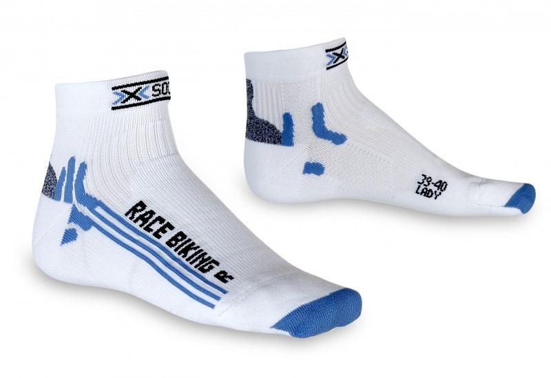 X-Socks bike racing dames fietssok wit blauw
