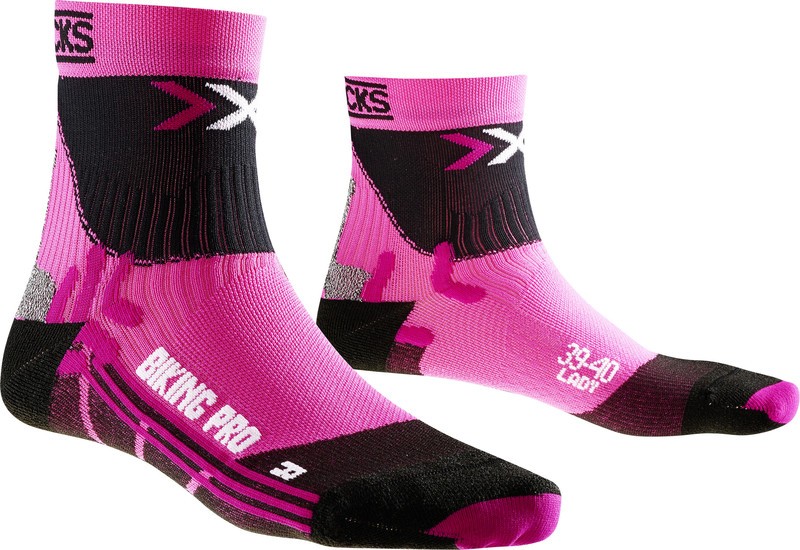 X-Socks biking pro dames fietssok fuxia zwart