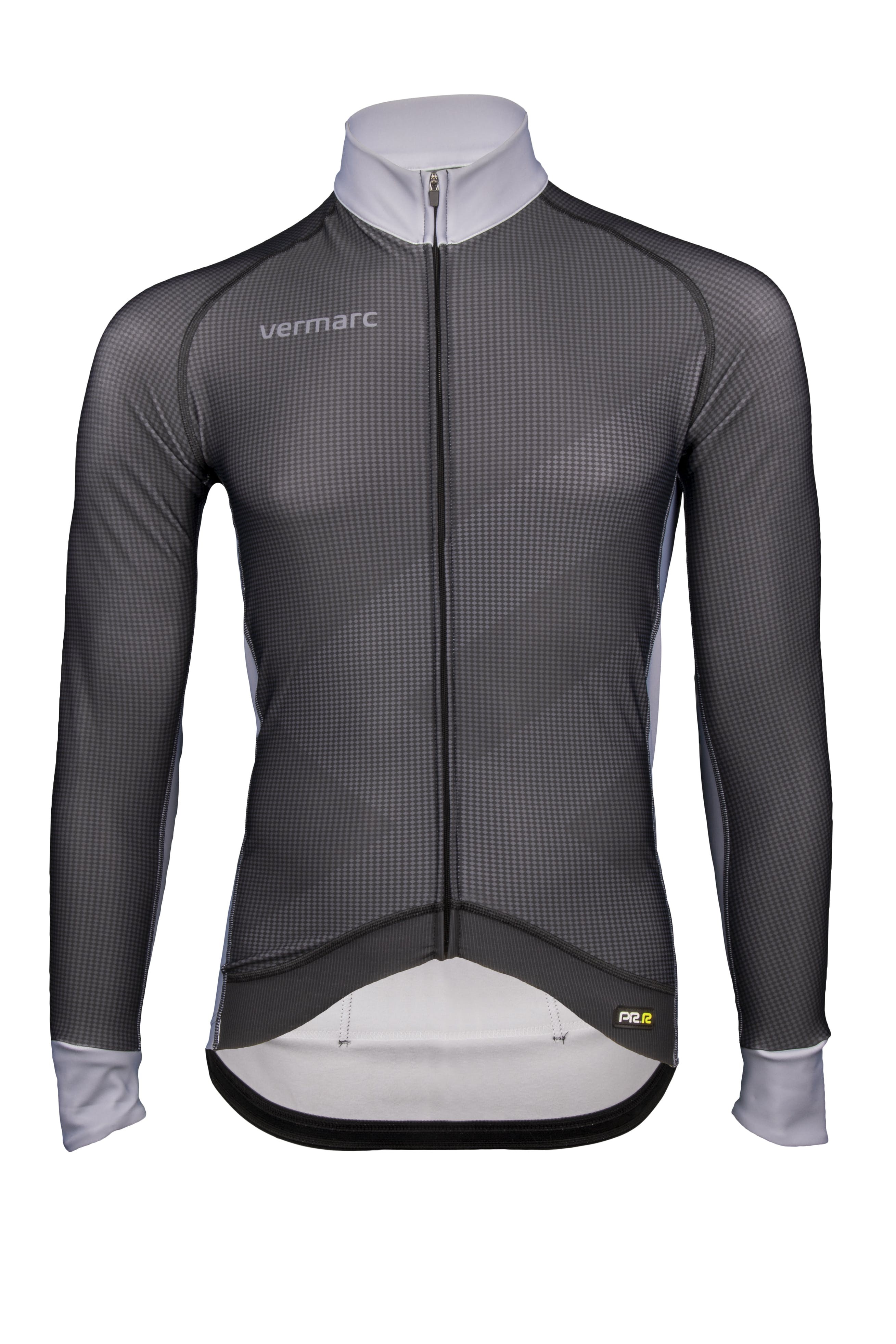 Vermarc zigzag fietsshirt met lange mouwen zwart grijs