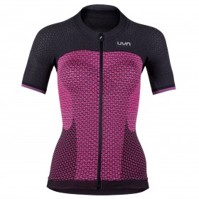 Uyn alpha dames fietsshirt met korte mouwen slush roze charcoal zwart