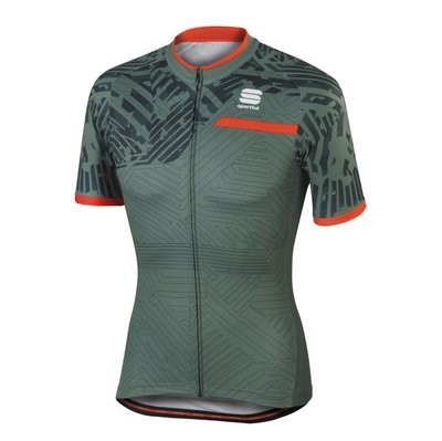 SPORTFUL Selva Jersey SS Green Olive Anthra Fire Red