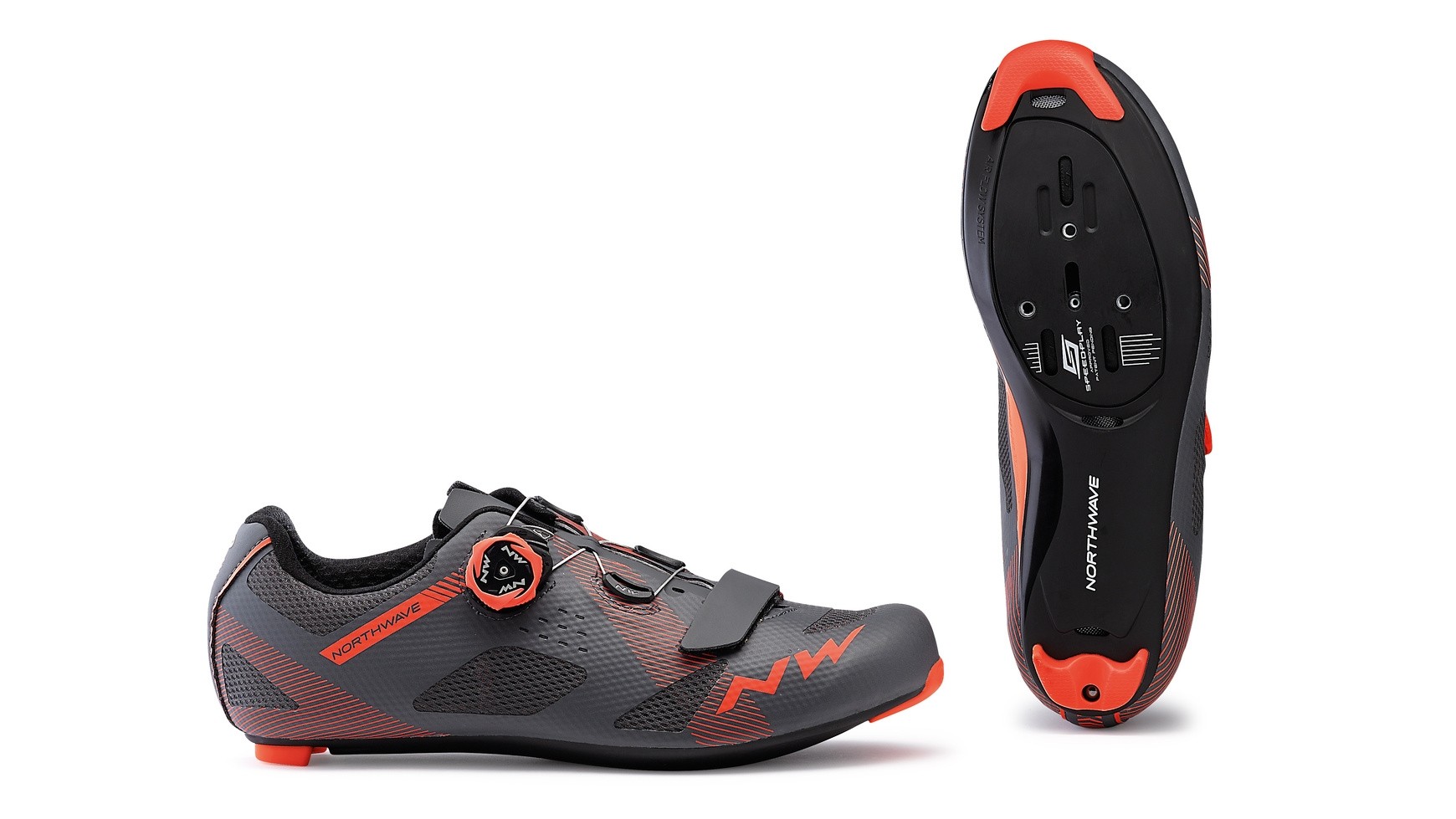 Northwave storm road cycling shoes anthracite lobster orange