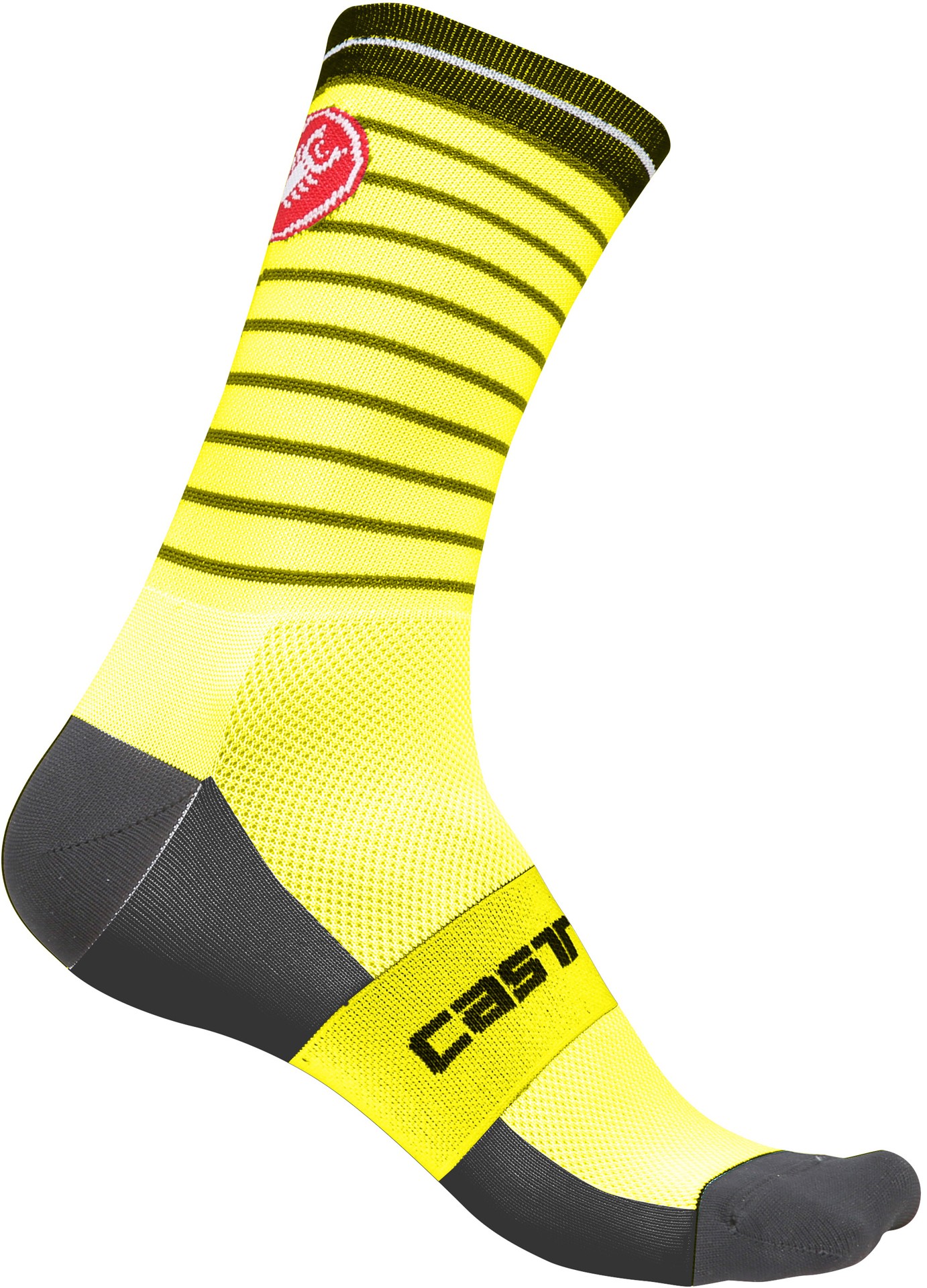 Castelli podio doppio 13 cycling sock yellow fluo black