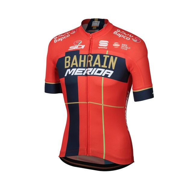 Sportful Bahrain Merida bodyfit team cycling jersey short sleeves red 2019