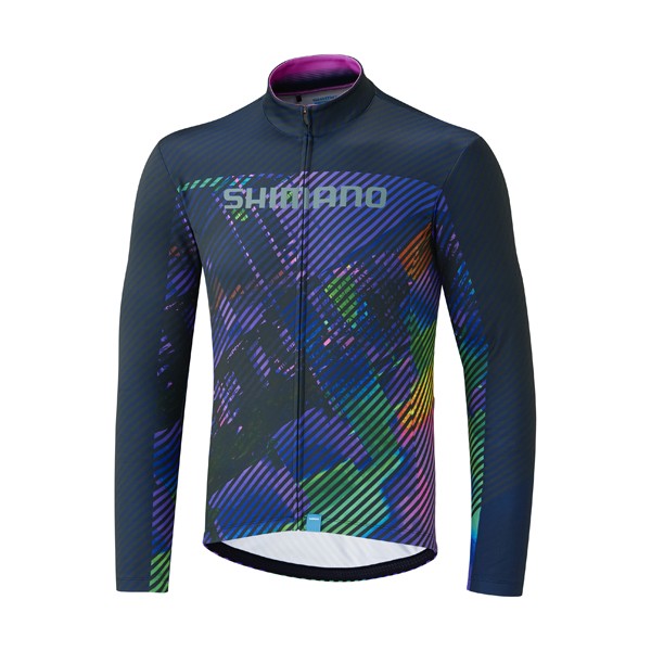 Shimano team cycling jersey long sleeves purple