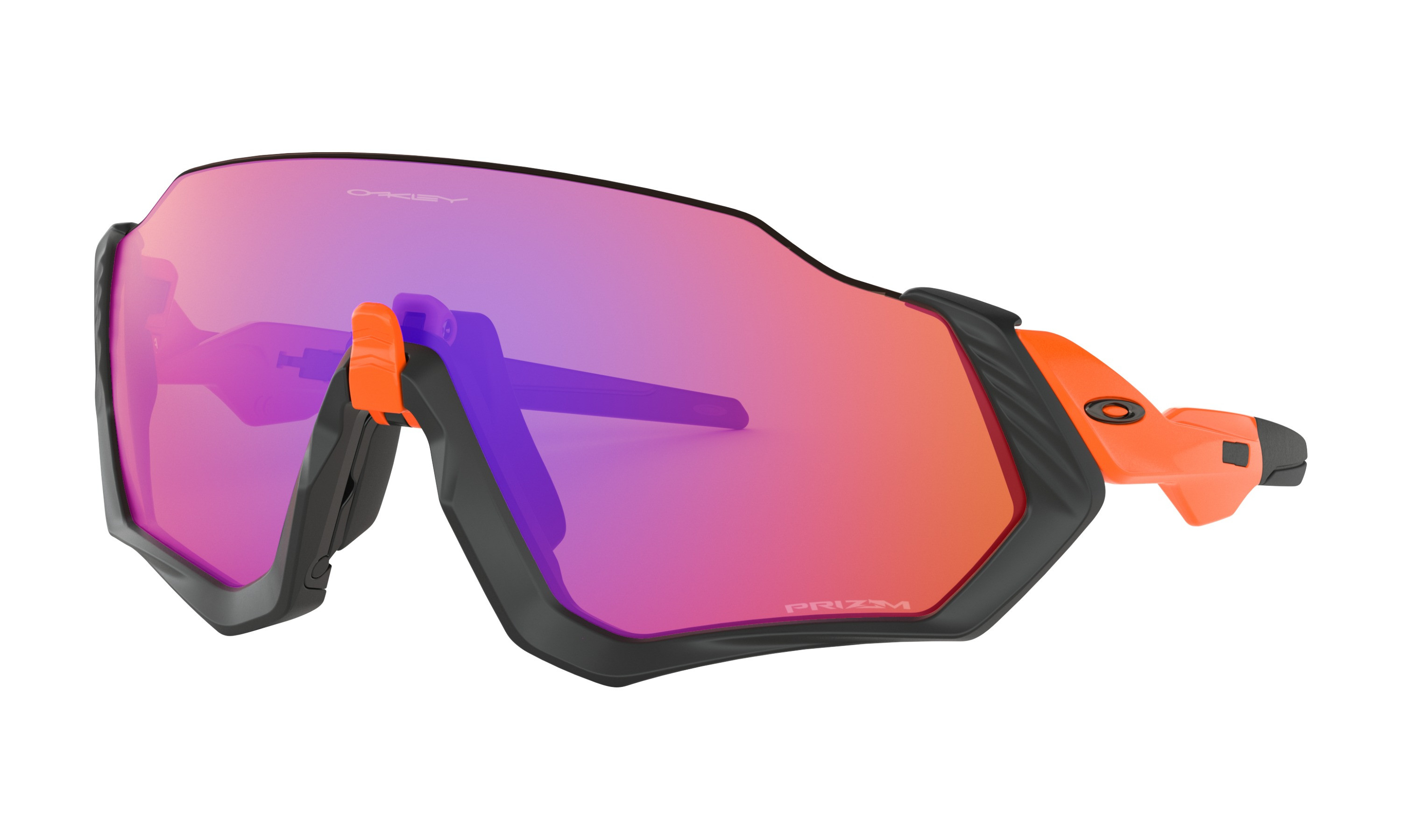 Oakley flight jacket fietsbril mat zwart neon oranje- prizm trail lens