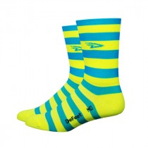 Defeet aireator high top sock stripers blue yellow