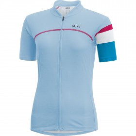 Gore C5 lady cycling jersey short sleeves ciel blue cyan blue