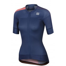 Sportful bodyfit pro w evo lady cycling jersey short sleeves blue fluo coral