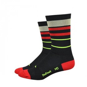Defeet aireator high-top gold line cycling sock black red gold