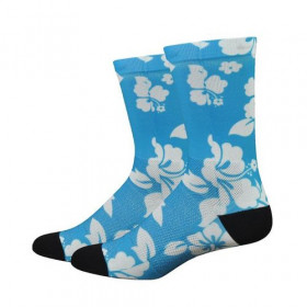 Defeet sublimation cycling sock aloha light blue white