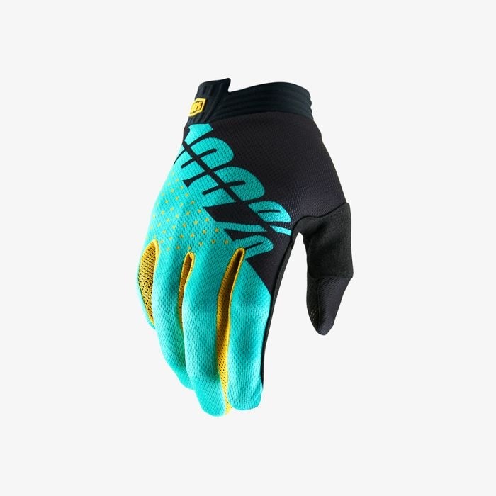 100% itrack mtb gants de cyclisme noir aqua bleu