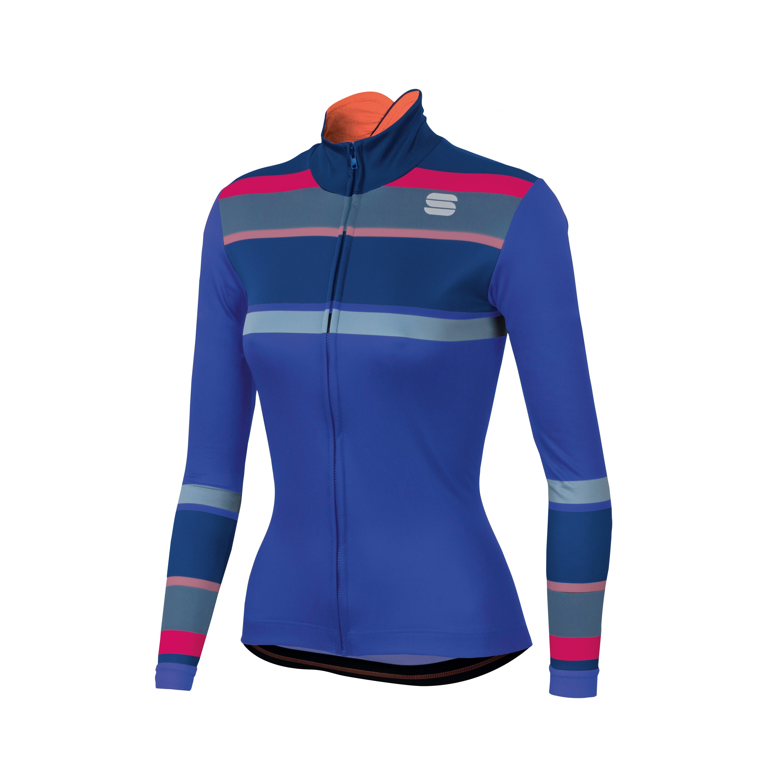 Sportful stripes thermal maillot de cyclisme manches longues femme bleu cosmic