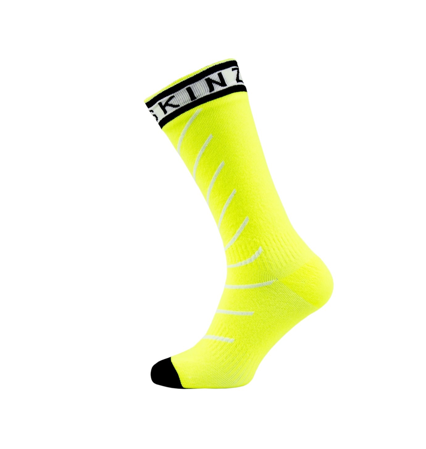 Sealskinz super thin pro mid chaussette de cyclisme imperméable avec hydrostop neon jaune blanc noir