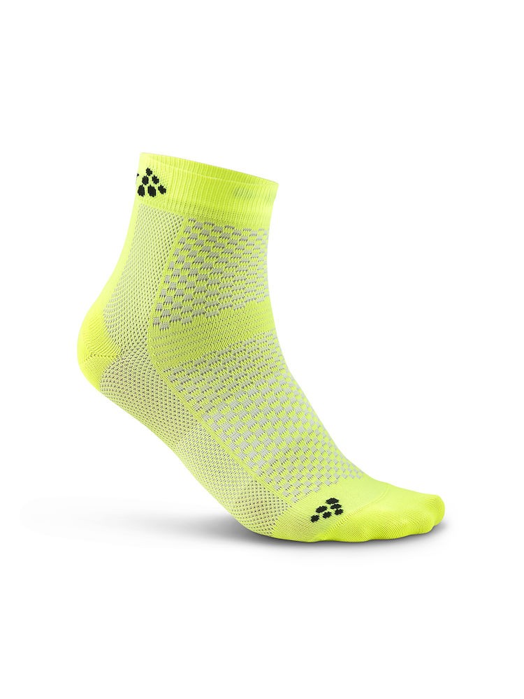 Craft cool mid chaussettes de cyclisme snap jaune (2-pack)
