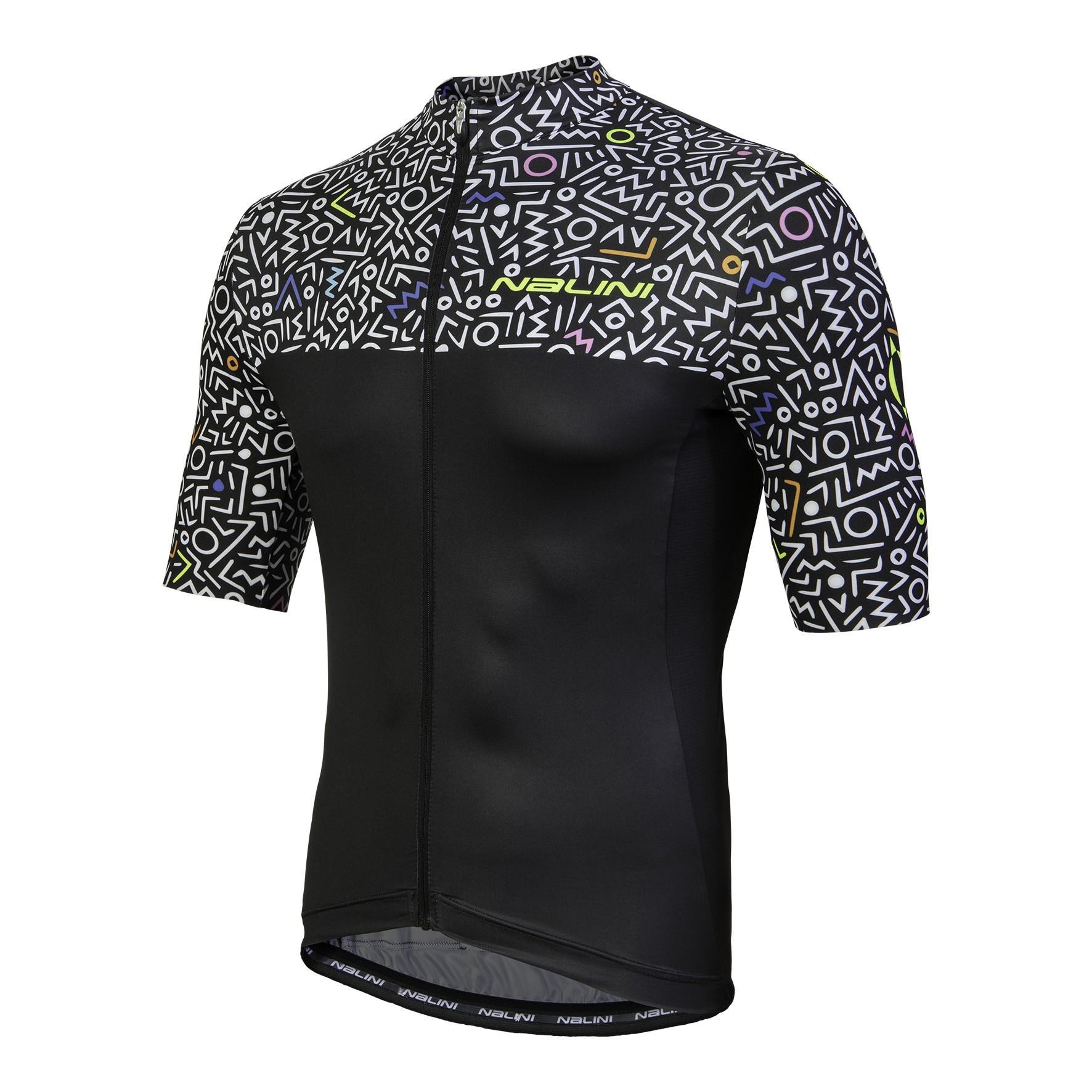 Nalini centenario maillot de cyclisme manches courtes noir blanc print
