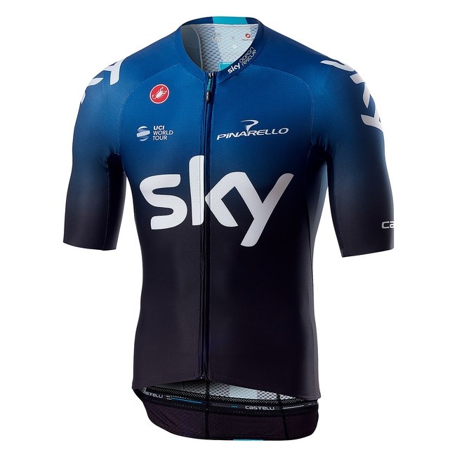 Castelli Team Sky aero race 6.0 maillot de cyclisme manches courtes zwart ocean foncé