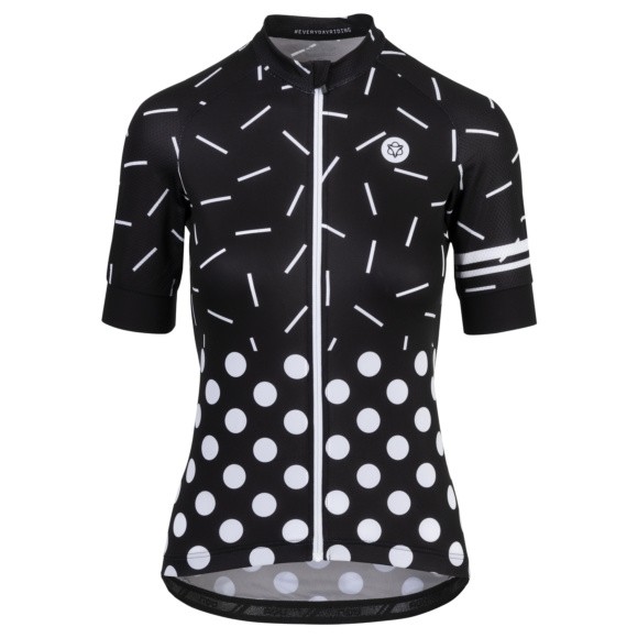Agu sprinkle dot maillot de cyclisme à manches courtes femme noir blanc