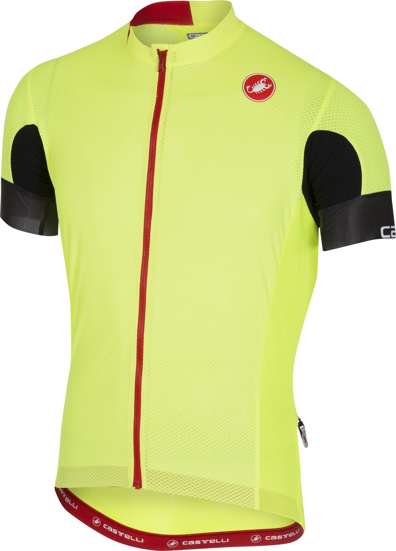 Castelli aero race 4.1 solid maillot de cyclisme manches courtes fluo jaune