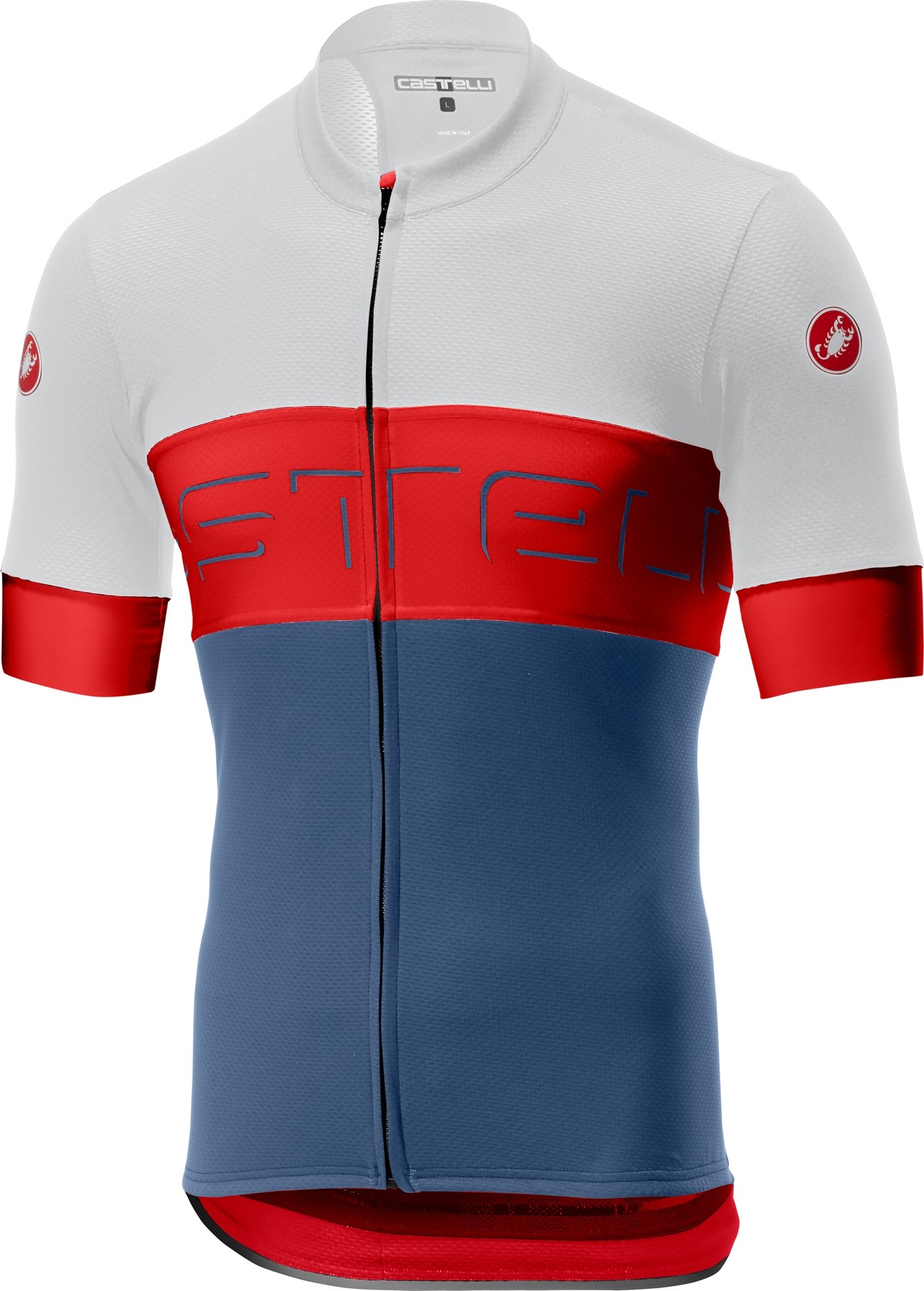 Castelli prologo VI maillot de cyclisme manches courtes ivory rouge steel bleu clair