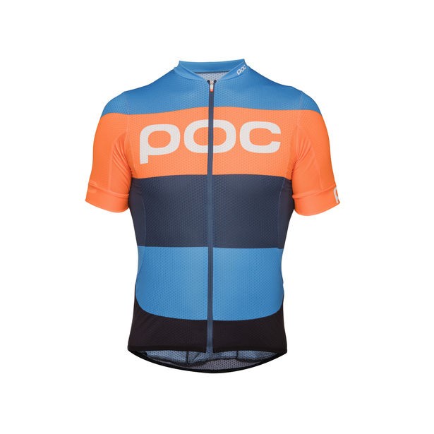 Poc essential road logo maillot de cyclisme manches courtes furfural multi bleu