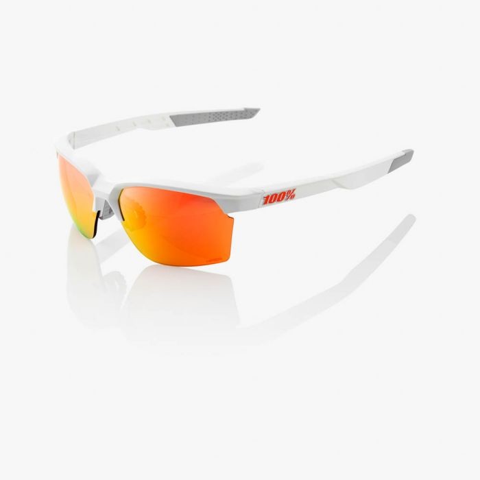 100% sportcoupe fietsbril mat wit - hiper red mirror lens