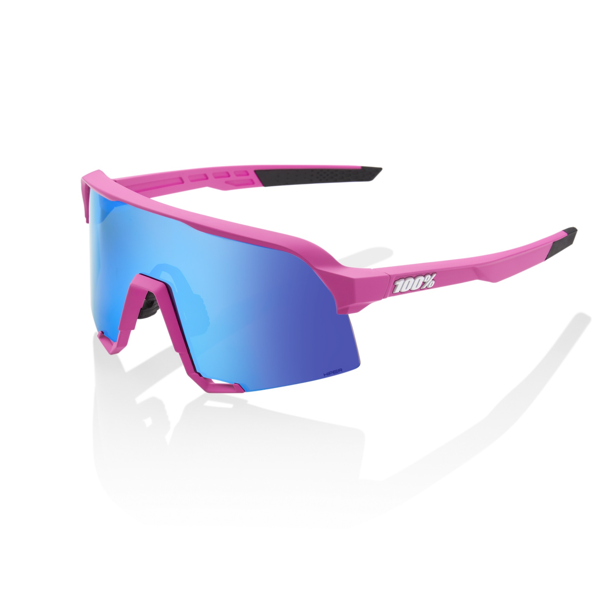 100% S3 lunettes de cyclisme rose mat - hiper blue multilayer mirror lentille