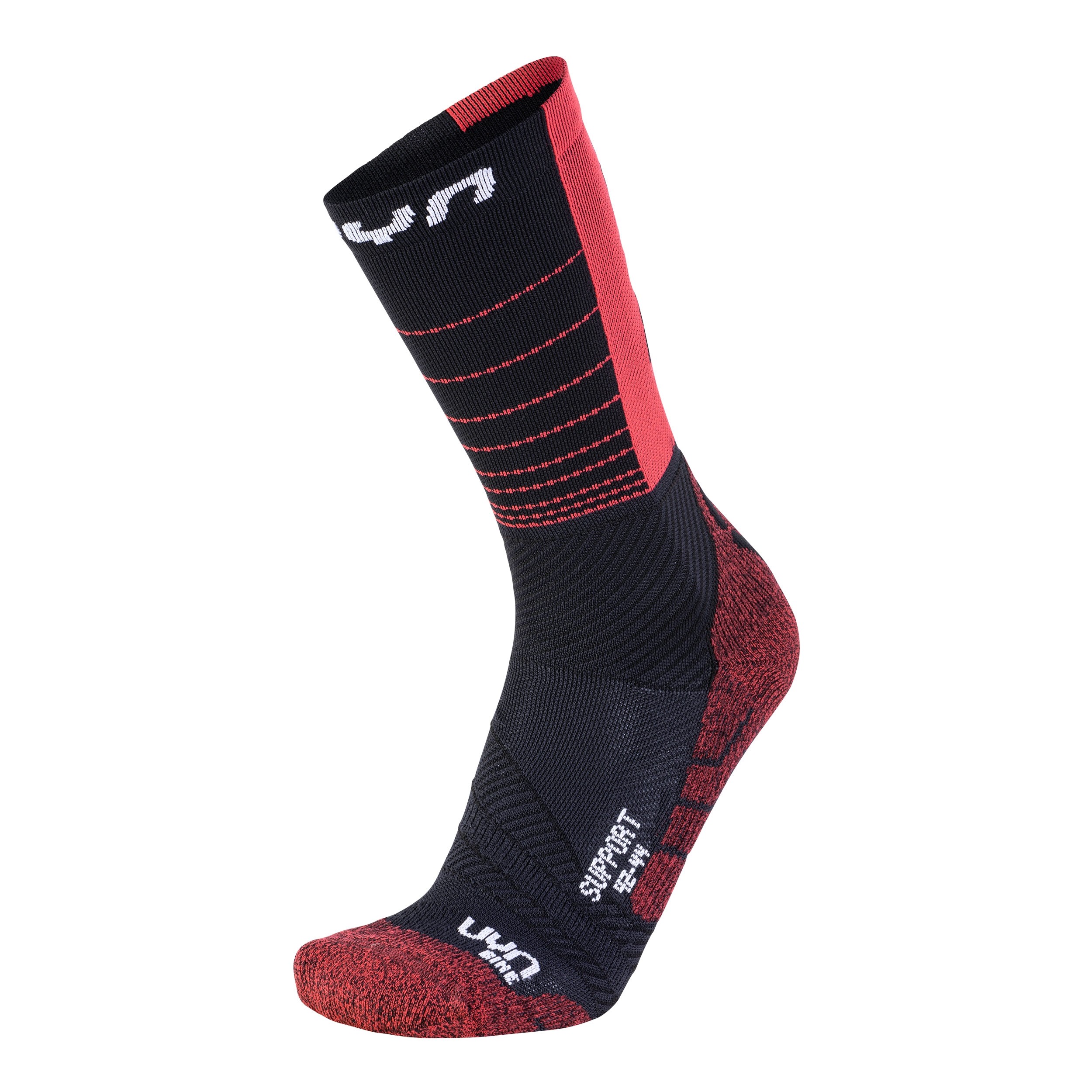 Uyn cycling support chaussettes de cyclisme noir hibiscus rouge